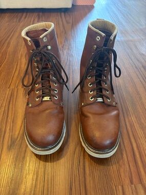 Field & Forest Men's Brown Leather Lace-Up Steel Toe Boots